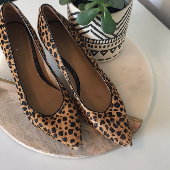 Nine West cow hair leopard pointed toe pumps - Picture 4 of 4